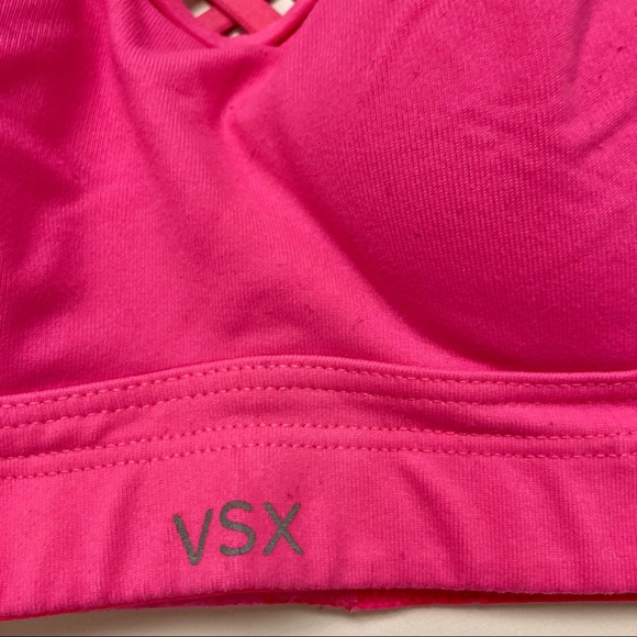 VSX VICTORIAS SECRET Sports Exercise Workout Criss Cross Halter Hot Pink Bra 32A - Picture 5 of 14